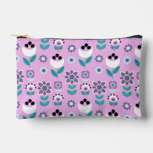 Geometric Scandinavian flower pattern Accessory Pouch