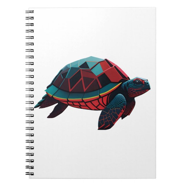 Geometric Sea Turtle Red Notebook (Front)