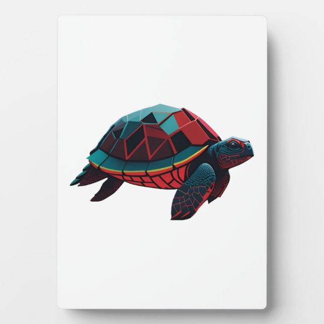 Geometric Sea Turtle Red Plaque (Front)