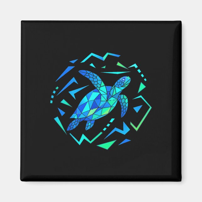 Geometric sea turtle with vibrant patterns  magnet (Front)