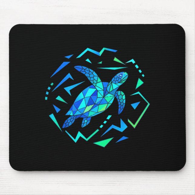 Geometric sea turtle with vibrant patterns  mouse pad (Front)