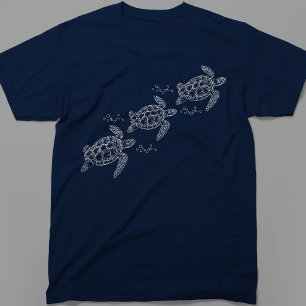Geometric Sea Turtles Swimming Minimalist T-Shirt