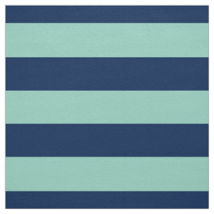 Geometric Seafoam Green and Navy Stripes Fabric