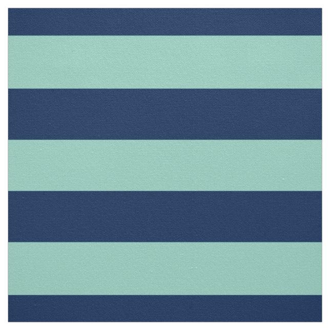 Geometric Seafoam Green and Navy Stripes Fabric (Swatch)