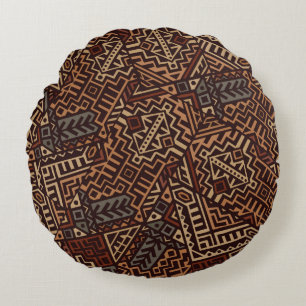 Geometric seamless pattern created in trendy ethni round cushion
