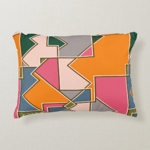 geometric seamless pattern, lines, orange, purple decorative cushion