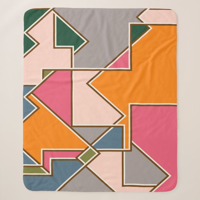 geometric seamless pattern, lines, orange, purple sherpa blanket (Front)