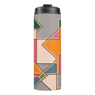 geometric seamless pattern, lines, orange, purple thermal tumbler