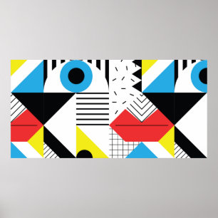 Geometric seamless pattern with abstract shapes poster