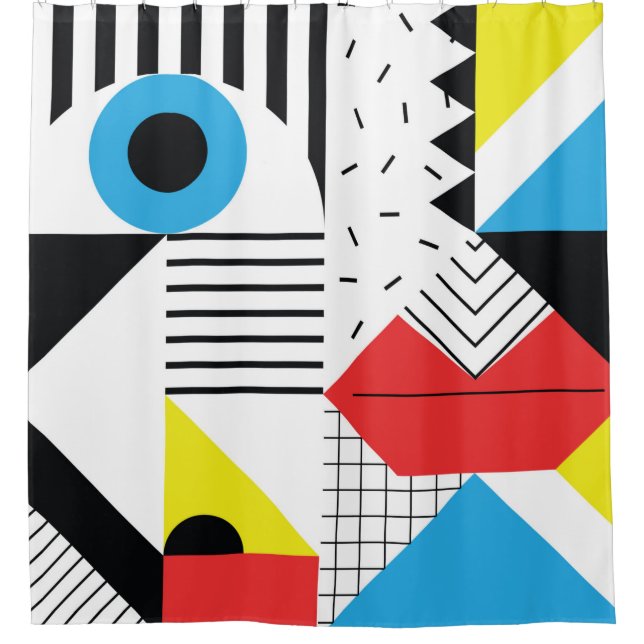 Geometric seamless pattern with abstract shapes shower curtain (Front)