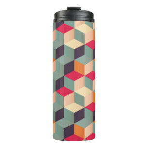 Geometric seamless pattern with colourful squares  thermal tumbler