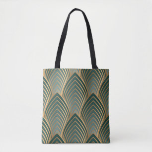 Geometric seamless pattern with golden and green c tote bag