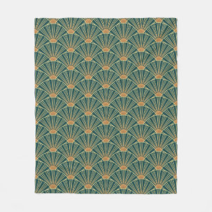 Geometric seamless pattern with golden lines. Gree Fleece Blanket