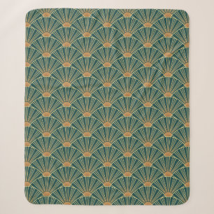 Geometric seamless pattern with golden lines. Gree Sherpa Blanket