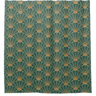 Geometric seamless pattern with golden lines. Gree Shower Curtain