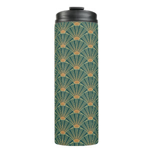 Geometric seamless pattern with golden lines. Gree Thermal Tumbler