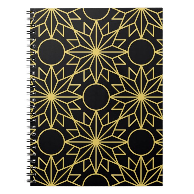 Geometric seamless pattern with stylised golden wi notebook (Front)