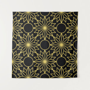 Geometric seamless pattern with stylised golden wi tapestry