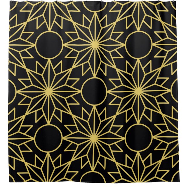 Geometric seamless pattern with stylized golden wi shower curtain (Front)