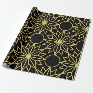 Geometric seamless pattern with stylized golden wi wrapping paper