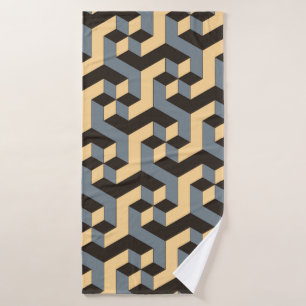 geometric seamless tile with complex rotating cubi bath towel