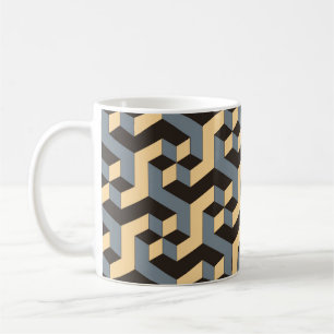 geometric seamless tile with complex rotating cubi coffee mug
