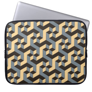 geometric seamless tile with complex rotating cubi laptop sleeve