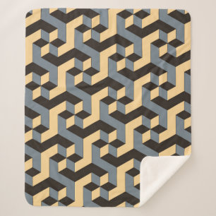 geometric seamless tile with complex rotating cubi sherpa blanket
