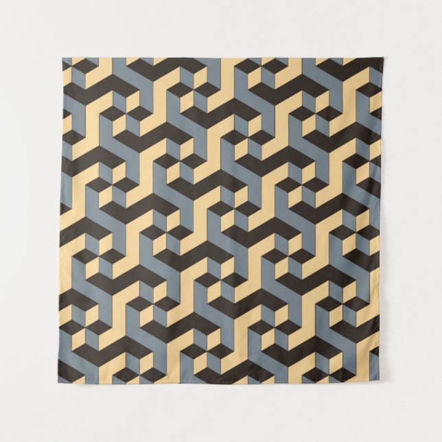 geometric seamless tile with complex rotating cubi tapestry (Front)