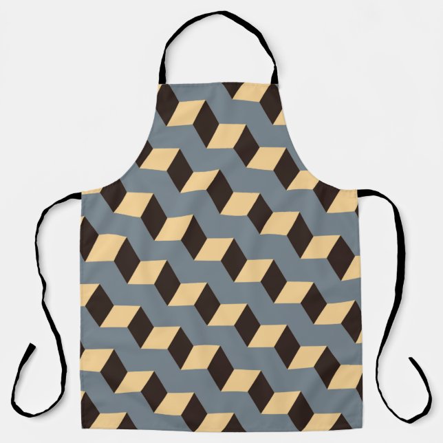 geometric seamless tile with cubic stairs in silve apron (Front)