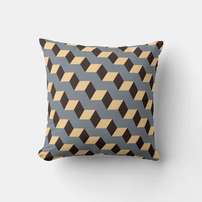 geometric seamless tile with cubic stairs in silve cushion (Front)