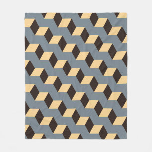 geometric seamless tile with cubic stairs in silve fleece blanket