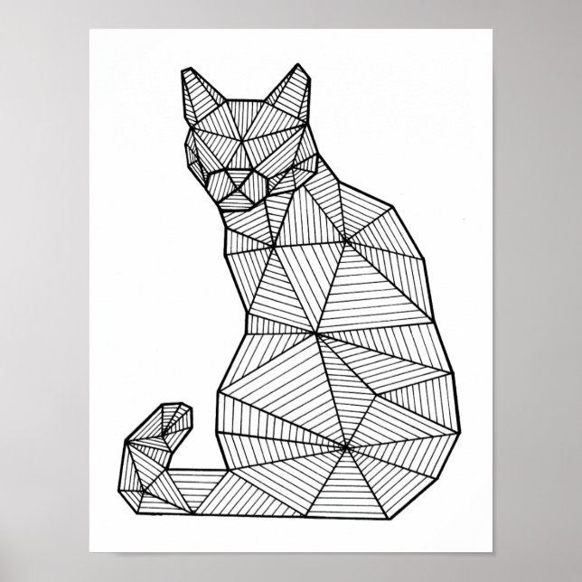 Geometric Seated Cat, Back Poster (Front)