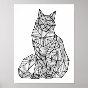 Geometric Seated Cat, Front Poster