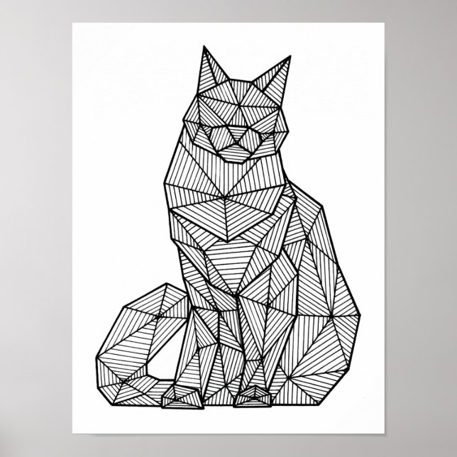 Geometric Seated Cat, Front Poster (Front)