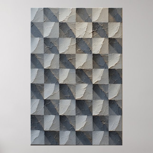 Geometric Shadows: A Sculptural Texture Illusion Poster (Front)