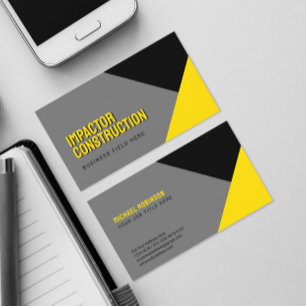Geometric Shape Black Yellow   Sans Serif Business Card