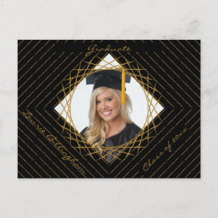 Geometric Shape Graduation Photo Save The Date Invitation Postcard