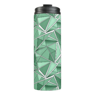 Geometric shapes abstract green pattern  thermal tumbler