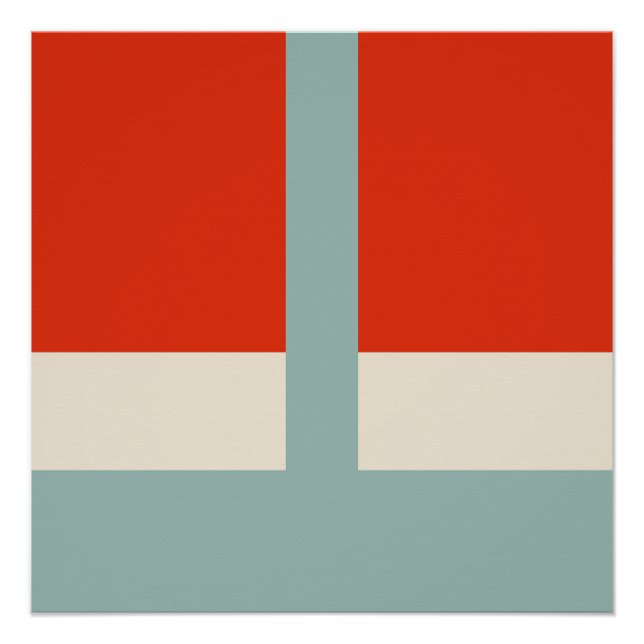 Geometric Shapes Abstract Red Gray Poster (Front)