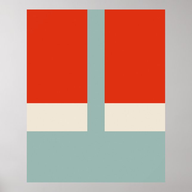 Geometric Shapes Abstract Red Gray Poster (Front)