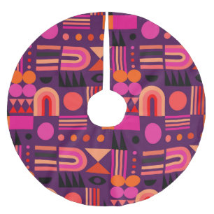Geometric Shapes Abstract Seamless Pattern. Brushed Polyester Tree Skirt