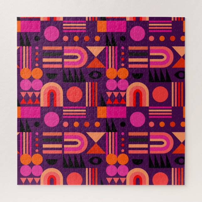 Geometric Shapes Abstract Seamless Pattern. Jigsaw Puzzle (Vertical)