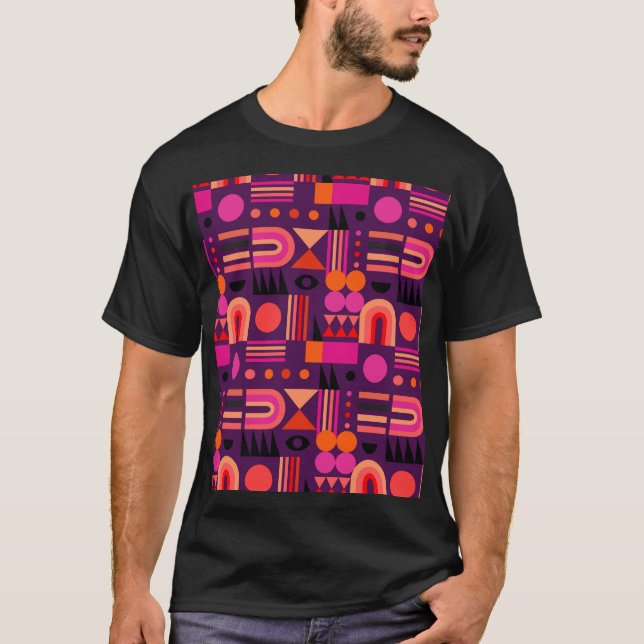 Geometric Shapes Abstract Seamless Pattern. T-Shirt (Front)