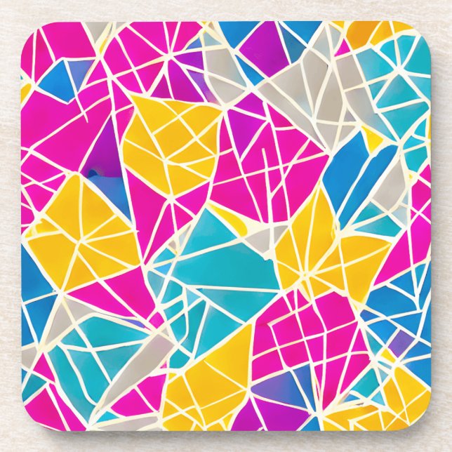 Geometric Shapes and Lines in Vibrant Colour Coaster (Front)