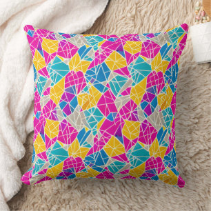 Geometric Shapes and Lines in Vibrant Colour Cushion