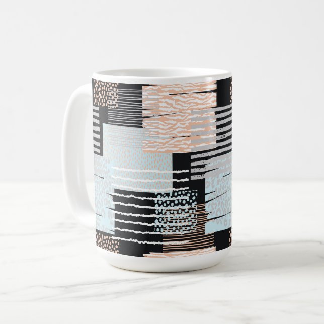 Geometric shapes and stripes coffee mug (Front Left)