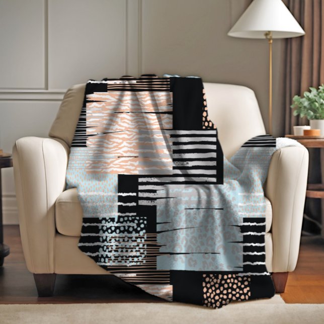 Geometric shapes and stripes fleece blanket (Creator Uploaded)