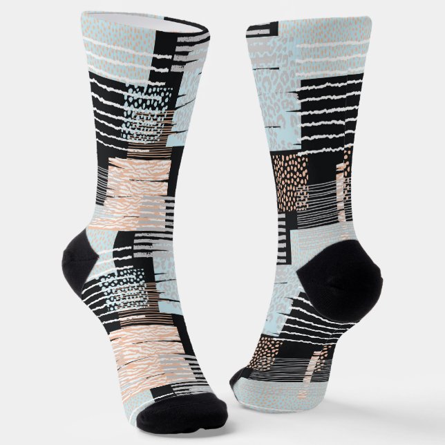 Geometric shapes and stripes socks (Angled)