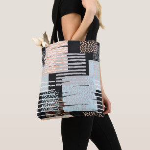 Geometric shapes and stripes tote bag